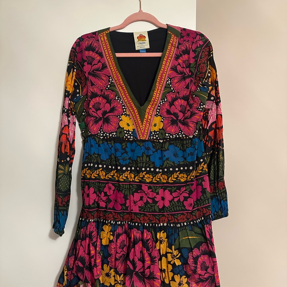 FARM Rio Vibrant Floral Long Sleeve Dress